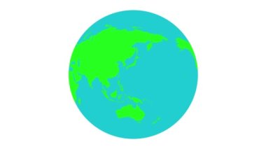Yeşil ve mavi siber korsan küresiyle dönen dünya haritası animasyonu