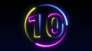 Neon numarası görüntüleme animasyonu 12345678910 neon tarzı animasyon numarası