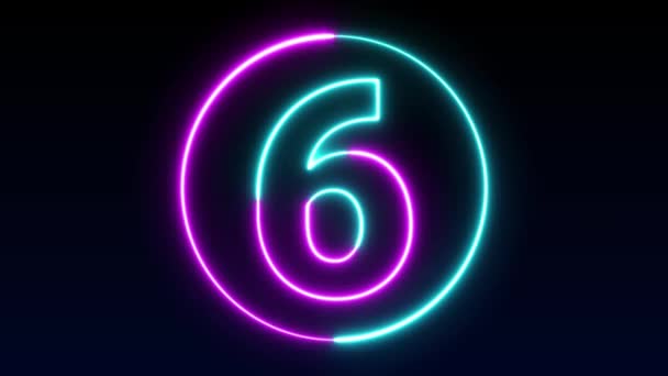 Number Neon Number Display Animation 12345678910 Neon Style Animation Neon — Stock Video