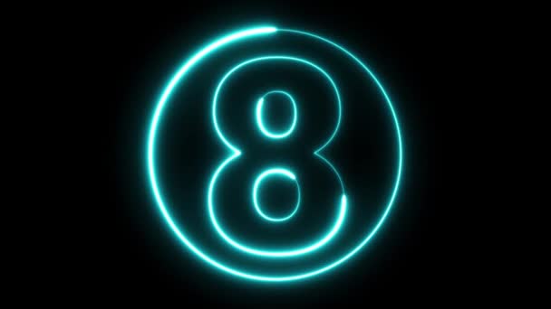 Number Neon Number Display Animation 12345678910 Neon Style Animation Neon — Vídeo de stock