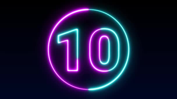 Number Neon Number Display Animation 12345678910 Neon Style Animation Neon — Vídeos de Stock