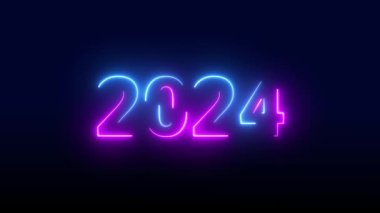 2024 mutlu yıllar 2024 animasyon metni Yeni yıl neon 2024