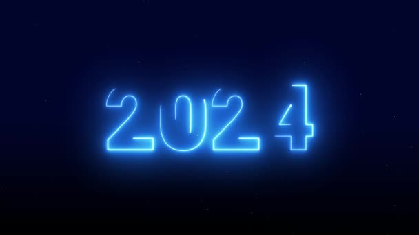 2024 Feliz Año Nuevo 2024 Texto Animado Nuevo Año Neón — Vídeo de stock