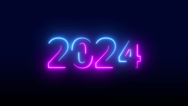 2024 Bonne Année 2024 Texte Animé Nouvelle Année Néon 2024 — Video