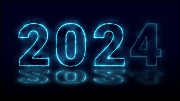 2024 Feliz Año Nuevo 2024 Texto Animado Nuevo Año Neón — Vídeos de Stock