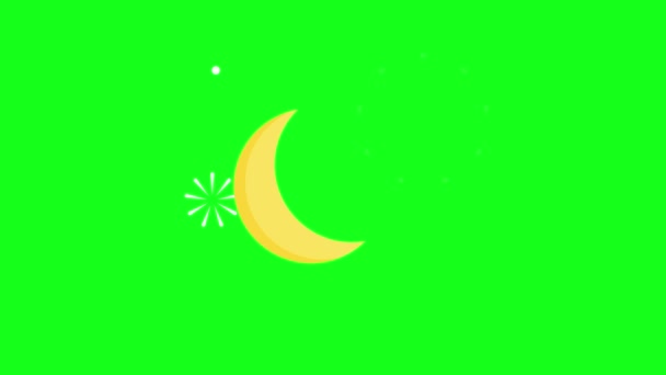 Полумесяц Полукруг Анимированный Зеленый Экран Луны Дисплей — стоковое видео