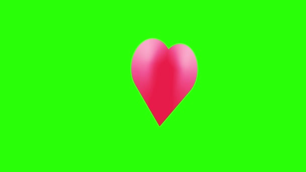 愛バタフライ愛の形で飛ぶ愛バタフライアニメーショングリーンディスプレイ — ストック動画