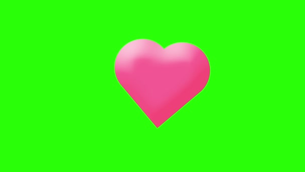 Любов Серце Показує Побиття Серцебиття Зелений Екран Анімований Дисплей Сердець — стокове відео