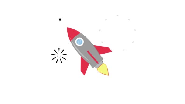 Raketa Jet Kosmická Loď Zelená Obrazovka Displej Animovaný Vesmír Karikatura — Stock video