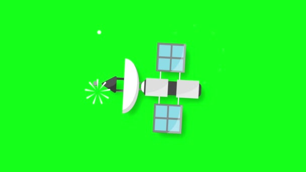 Satélite Pantalla Verde Ver Animación Espacio Exterior Dibujos Animados Satélite — Vídeos de Stock