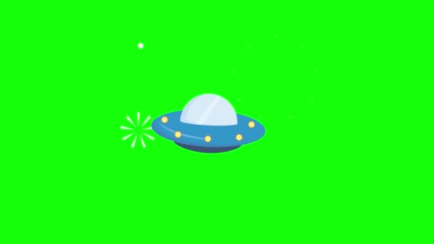 Ufo Displej Zelená Obrazovka Karikatura Ufo Prostor Animace — Stock video