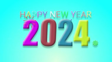 2024 mutlu yıllar renkli gökkuşağı 2024 yeni yıl animasyonu mutlu yıllar çizgi film çocukları ve çiçeklerle