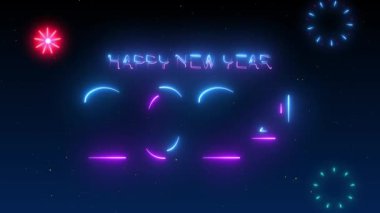 2024 mutlu yıllar 2024 yeni yıl animasyonu mutlu yıllar neon tarzı ve neon havai fişeklerle