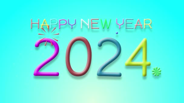 2024 Szczęśliwy Nowy Rok Kolorowy Tęcza 2024 Nowy Rok Animacja — Wideo stockowe