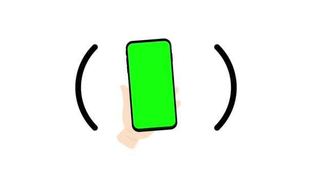 Мобільний Телефон Тремтить Дзвонить Анімація Мобільного Телефону Зелено Зелене Сповіщення — стокове відео