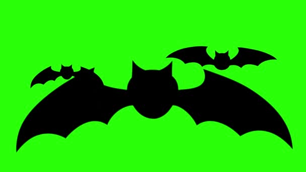Yarasa Animasyonu Yeşil Ekran Geçiş Animasyonu Cadılar Bayramı Virüsü Nipah — Stok video