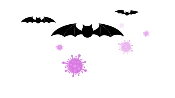 乳児ウイルス4Kアニメーションバットウイルスインディアンウイルス緑色のバナー紫色ウイルスの背景 — ストック動画