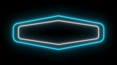 Billboard, neon ışıklar ve eski tip yuvarlak ışıklar yanıp sönen ve dönen neon reklam panosu animasyon renkleri yeşil mor turuncu ve pembe kareler.