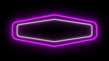 Billboard, neon ışıklar ve eski tip yuvarlak ışıklar yanıp sönen ve dönen neon reklam panosu animasyon renkleri yeşil mor turuncu ve pembe kareler.