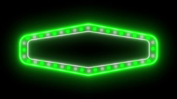 Billboard Światłami Neonowymi Retro Vintage Okrągłe Światła Migające Obracające Się — Wideo stockowe