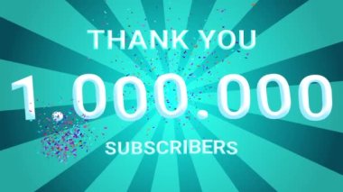 1000.000 takipçinin kutlaması. Teşekkürler. 1000 takipçinin animasyon kutlaması.