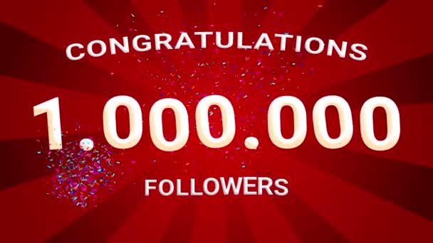 Feiring 1000000 Følgere Abonnent Takk Gratulerer Animasjon Feiring 1000 Følgere – stockvideo