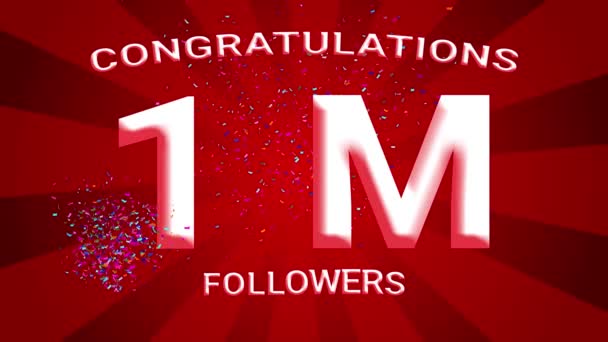 1000000 Követő Megünneplése Előfizető Köszönöm Gratulációt Animáció 1000 Követője 10000 — Stock videók