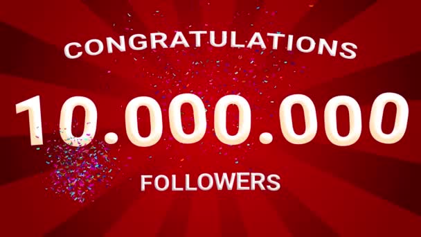 1000000 Követő Megünneplése Előfizető Köszönöm Gratulációt Animáció 1000 Követője 10000 — Stock videók