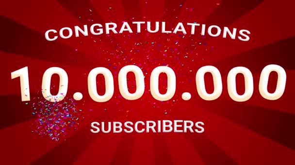 1000000フォロワーのサブスクライバーのお祝い 1000フォロワーのアニメーションのお祝い10000 100000 10M — ストック動画