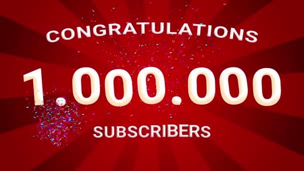 Oslava 1000000 Následovníků Předplatitel Děkujeme Animace Oslava 1000 Následovníků 10000 — Stock video
