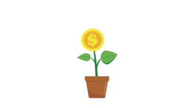 Dolar para ağacı bitkisi sterlin Euro yen büyüyor ve hareketli para ağacı sallanıyor rüzgarda sallanıyor 4k döngüsü