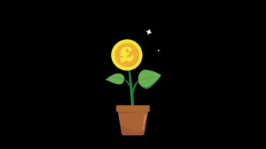 Dolar para ağacı bitkisi sterlin Euro yen büyüyor ve hareketli para ağacı sallanıyor rüzgarda sallanıyor 4k döngüsü