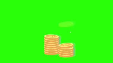 Yuvarlanan paralar ve çuvallar dolusu para ££££££sterling animasyon para euro $4k 'lık pırıl pırıl pırıl pırıl bir göz kırpma