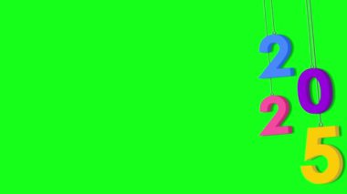 2025 mutlu yeni yıl 2025 animasyon yeni yıl 3D arkaplan 2025 selamlar ve konfeti 4k yeşil ekran croma