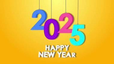 2025 mutlu yeni yıl 2025 animasyon yeni yıl 3D arkaplan 2025 selamlar ve konfeti 4k yeşil ekran croma