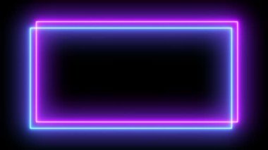 neon çerçeve kenarlık canlandırılmış neon çerçeve mavi ve mor 4k döngü