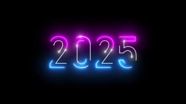2025 mutlu yeni yıl 2025 neon neon animasyon mutlu yeni yıl 2025 mavi neon ve maytap 4k animasyon