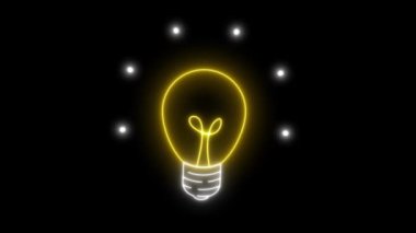 Neon ikon ampul fikirleri neon ışıkları animasyon fikirleri ikon 2d çizgi film yeşil ekran 4k döngüsü