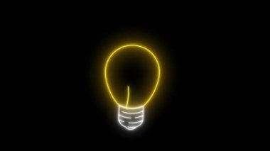 Neon ikon ampul fikirleri neon ışıkları animasyon fikirleri ikon 2d çizgi film yeşil ekran 4k döngüsü