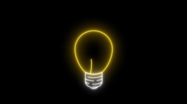 Neon ikon ampul fikirleri neon ışıkları animasyon fikirleri ikon 2d çizgi film yeşil ekran 4k döngüsü
