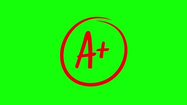 kırmızı el yazısı sınav notları animasyon üniversite sınavı öğretmeni notları A, A -, A +, B, B-, B +, C -, C +, C, D, D -, D +, E4k döngülü croma