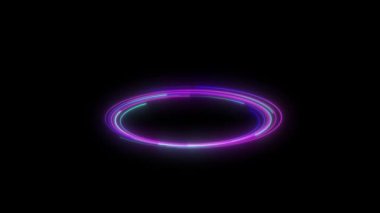 Dönen neon ışık çizgisi çemberi canlandırılmış renkli neon ışık çemberi 4k döngüsünün altında dairesel dönüyor