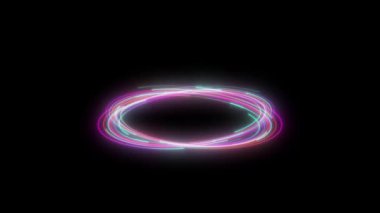 Dönen neon ışık çizgisi çemberi canlandırılmış renkli neon ışık çemberi 4k döngüsünün altında dairesel dönüyor