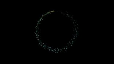 Arkaplan çerçeve dairesi parlayan kayan yıldızlar dönen kayan yıldızlar bir parçacık sıçraması yayarak dönen bir daire oluşturan 4k siyah ekran