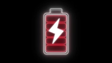 neon batarya düşük batarya düşük ve batarya tam şarjlı animasyon 4k döngü