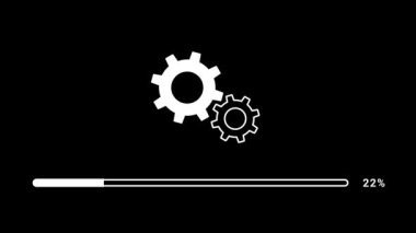 Onarım yüklemesi için yükleme dişlisi simgesi bekliyor. Bakım animasyonu döner animasyon. Simge yükleme için bekliyor. 4k döngü.