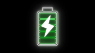 neon batarya düşük batarya düşük ve batarya tam şarjlı animasyon 4k döngü
