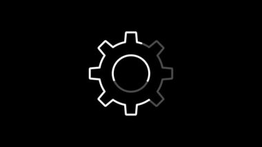 Onarım yüklemesi için yükleme dişlisi simgesi bekliyor. Bakım animasyonu döner animasyon. Simge yükleme için bekliyor. 4k döngü.