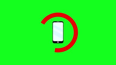 Cep telefonu simgesi yasak, cep telefonu taşımak ve kullanmak yasak yeşil ekran animasyon simgesi kırmızı 4k döngü croma ile cep telefonu daire işaretini çalıştırmak yasaktır