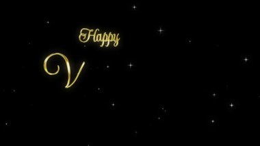 Sevgililer Günün kutlu olsun Animasyon Sevgililer Günü Altın Arka plan Mutlu Sevgililer Günü Altın harfli 4K döngü